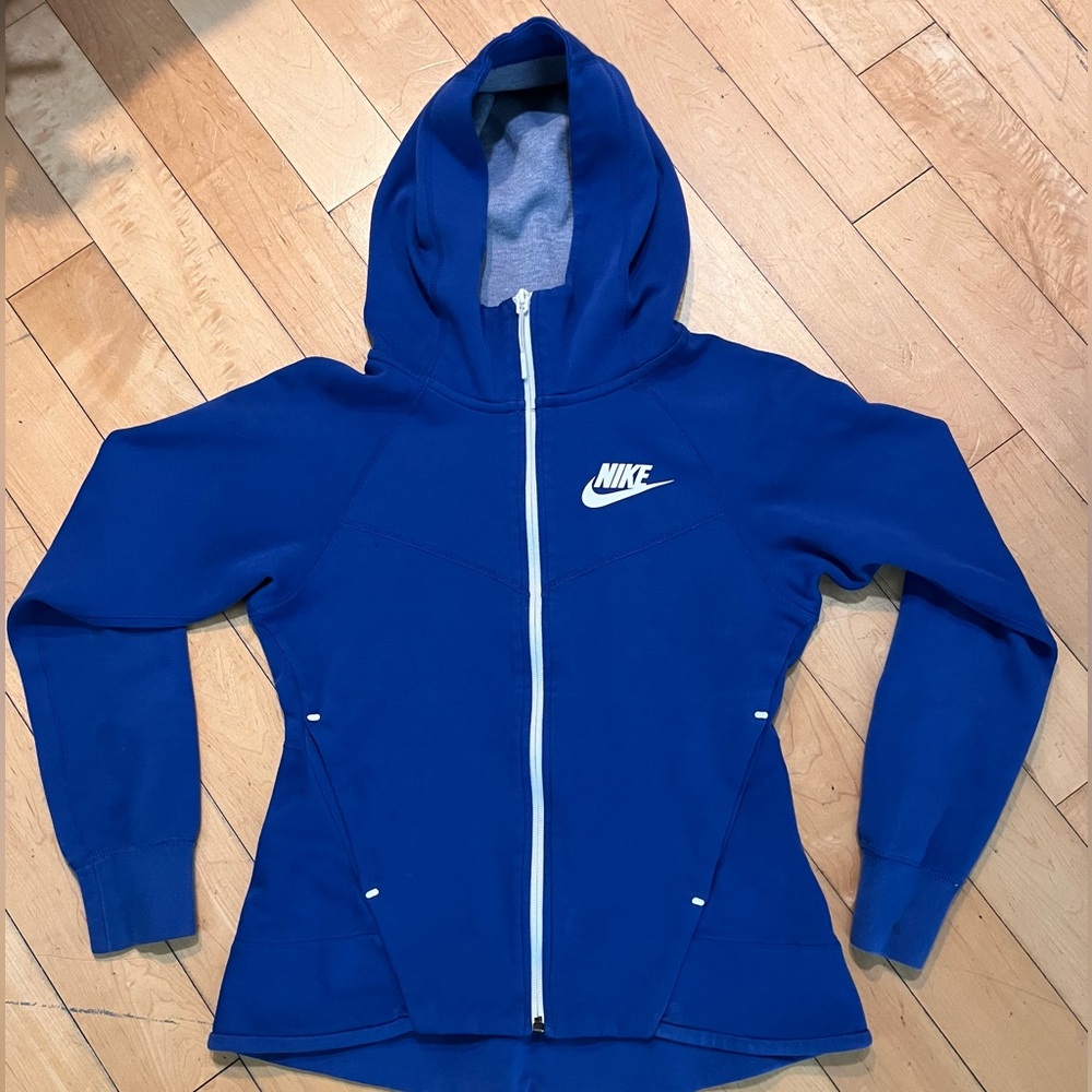Nike Blue Full-Zip Hooded Jacket with White Logo